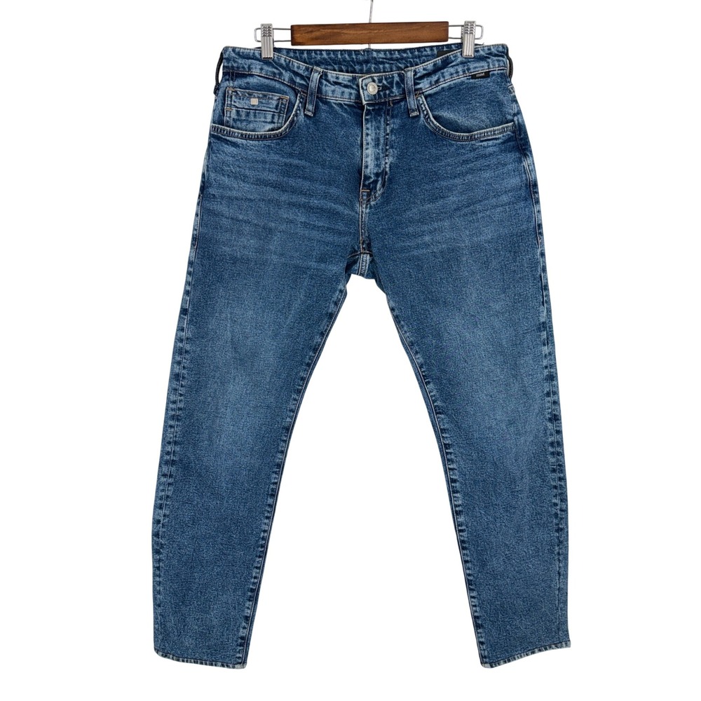 Mavi James Skinny Mens Medium Blue Wash Stretch Denim Jeans 33x28 Hemmed